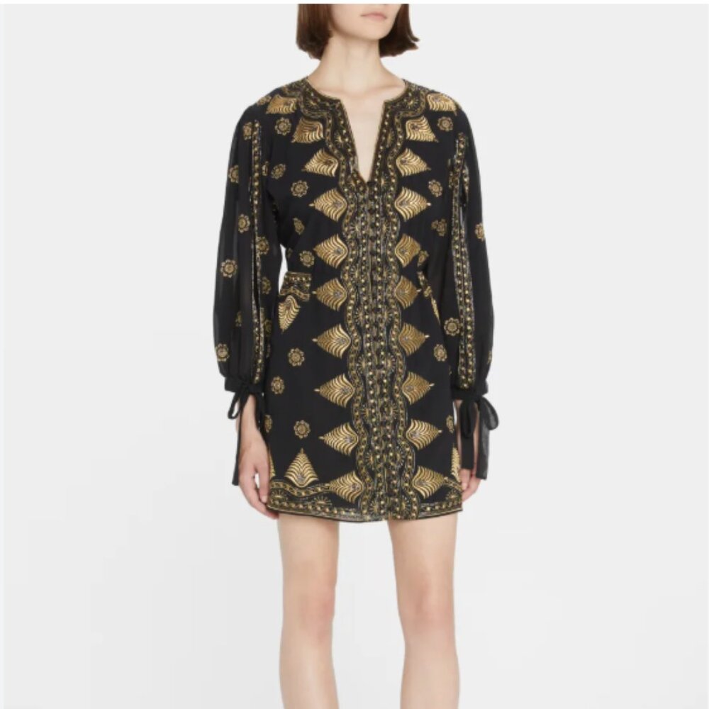 Alice + Olivia Zia Mini Dress Black Gold Cocktail Sz XS NWT!